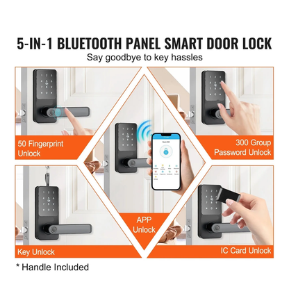 Smart Lock 5 in 1 Smart Door Knob Fingerprint Deadbolt with App Control Bluetooth Smart Lock Keyless Entry Door Lock