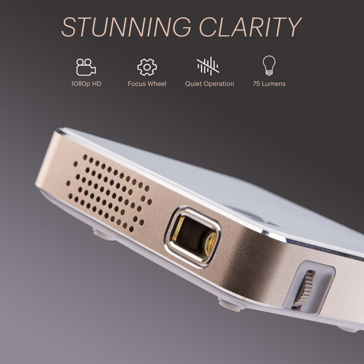 Ultra Mini Portable Projector - HD 1080P Support LED DLP Rechargeable Pico Projector - 100" Display, Built-In Speaker - HDMI, USB and Micro SD - Compatible with Iphone Ipad, Android Phones