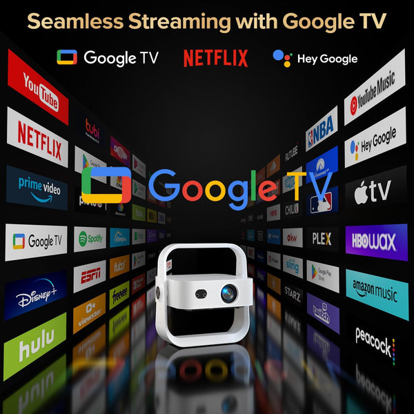 Smart Projector Engineered for Home Entertainment, 4K Support, Voice Control, Google TV Built-In, WiFi 6