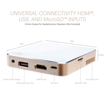 Ultra Mini Portable Projector - HD 1080P Support LED DLP Rechargeable Pico Projector - 100" Display, Built-In Speaker - HDMI, USB and Micro SD - Compatible with Iphone Ipad, Android Phones