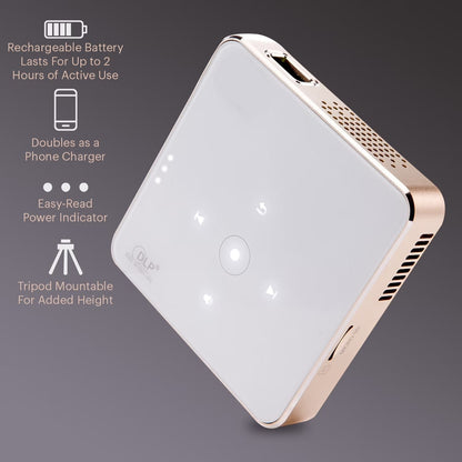 Ultra Mini Portable Projector - HD 1080P Support LED DLP Rechargeable Pico Projector - 100" Display, Built-In Speaker - HDMI, USB and Micro SD - Compatible with Iphone Ipad, Android Phones
