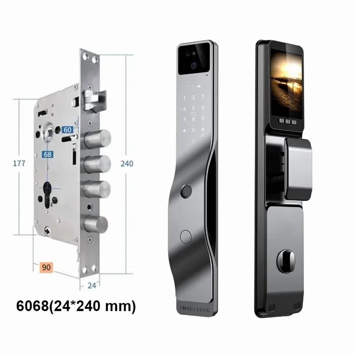 Smart Door Lock 3D Face Recognition Smart Home Door Lock Wifi NFC Digital Electronic Lock Wifi Camera Rfid Card Works ,Long Lasting