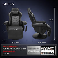 900 Gaming Recliner Chair with Footrest, Cup Holder and Swivel