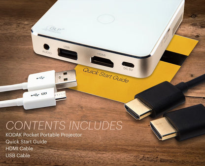 Ultra Mini Portable Projector - HD 1080P Support LED DLP Rechargeable Pico Projector - 100" Display, Built-In Speaker - HDMI, USB and Micro SD - Compatible with Iphone Ipad, Android Phones