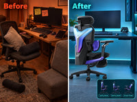 Ergonomic Gaming Chair Built to Support All-Day Comfort, 4D Lumbar Support, 140° Recline, 720° Armrests — Before & After